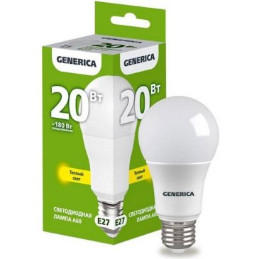 светодиодная лампа шар  A60 Белый 20W LL-A60-20-230-65-E27-G IEK