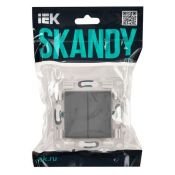 Выключатель встраиваемый двухклавишный проходной с подсветкой IEK SKANDY SK-V22-1-10-K03 SK-V10Gr серый