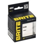 Розетка встраиваемая USB IEK BRITE A+C 45Вт BR-U22-045-K91 РЮ11-2-БрАБ арктический белый
