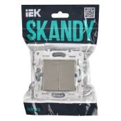 Выключатель встраиваемый двухклавишный проходной IEK SKANDY SK-V22-0-10-K37 SK-V05Sh шампань
