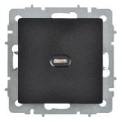 Розетка встраиваемая USB IEK BRITE C 65Вт BR-U13-065-K02 РЮ12-1-БрЧ черный