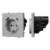 Штепсельная розетка встраиваемая Arlight SCT-NOBE-MUAC-SFPL-IS 16А 059445 с/з и USB тип A+C никель