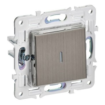 Выключатель встраиваемый одноклавишный с подсветкой IEK SKANDY SK-V10-1-10-K50 SK-V07N металл никель