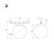 Магнитный трековый светильник  7W Белый теплый MAG-MICROCOSM-SFERO-R80 230deg 24V черный 051784