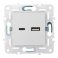 Розетка встраиваемая USB IEK SKANDY A+C 3,1А SK-U22-D31-K01 SK-R14W арктический белый