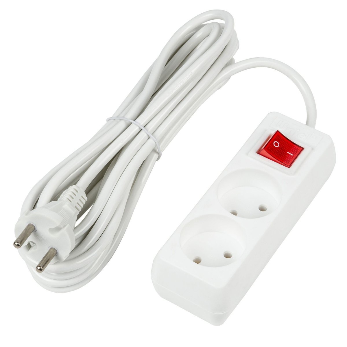 удлинитель без заземления и выключателем Uniel UL-00009993 S-CU2-5B WHITE 5м Ultra