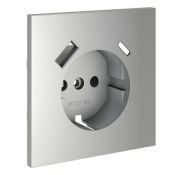 Накладка для розетки с заземлением и защитными шторками с USB A+C S70 сталь