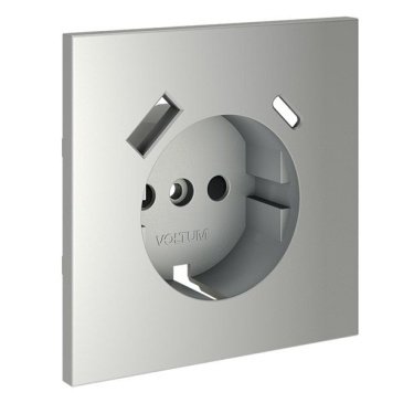 Накладка для розетки с заземлением и защитными шторками с USB A+C S70 сталь