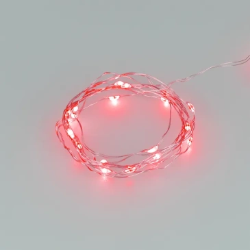 гирлянда НИТЬ на батарейках РОСА Красный 048705 ARD-DEW-HOME-2000-CLEAR-20LED-STD Red (3V, CR2032x2)