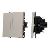 Выключатель встраиваемый двухклавишный непроходной Arlight 059417 SWT-NOBE-MK02-SFPL-L-CA с подсветкой кашемир