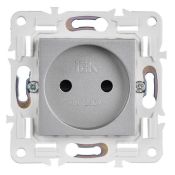 Штепсельная розетка встраиваемая IEK SKANDY 10А SK-R13-10-K23 SK-R01S без з/к с з/ш серебряный