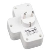 разветвитель -двойник Uniel с заземлением с выключателем UL-00011243 S-GES2-16PB WHITE