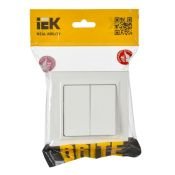 Выключатель встраиваемый двухклавишный IEK BRITE BR-V20-0-10-K01-F ВСР10-2-0-БрБ в сборе белый