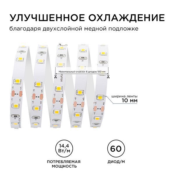 Светодиодная лента Белый теплый 5050 24V 14.4W/m 60Led/метр 00-338 Стандарт 10мм IP20 Светодиодная лента Белый теплый 5050 24V 14.4W/m 60Led/метр 00-338 Стандарт 10мм IP20