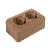 Штепсельная розетка двойная накладная ЭТЮД 16A 250V PA16-008D с/з со шторками сосна