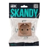 Штепсельная розетка встраиваемая IEK SKANDY 16А SK-R14-16-K98 SK-R04Sa с з/к без з/ш песочный