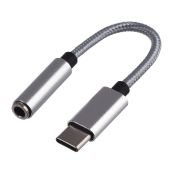 Переходник кабель гнездо Jack 3.5mm (f)- шт. USB Type-C 0.1м ПВХ белый Premium Zip-Lock c подвесом