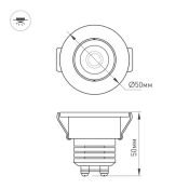 Круглый светильник   5W Белый дневной 020755  LTM-R50WH 25deg 220V IP20 встраиваемый белый