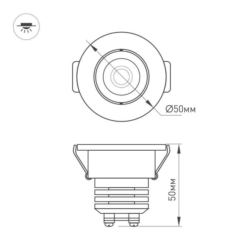 Круглый светильник   5W Белый дневной 020755  LTM-R50WH 25deg 220V IP20 встраиваемый белый