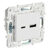 Розетка встраиваемая USB IEK SKANDY A+C 18Вт SK-U22-018-K01 SK-R13W арктический белый
