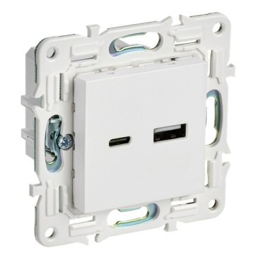 Розетка встраиваемая USB IEK SKANDY A+C 18Вт SK-U22-018-K01 SK-R13W арктический белый