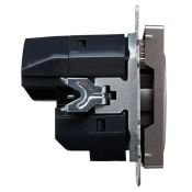 Штепсельная розетка встраиваемая IEK BRITE 16А BR-R14-16-U21-D21-K4 РЮш10-1-БрС с з/к и шторками с USB A+A 2,1А сталь