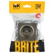 Штепсельная розетка встраиваемая IEK BRITE 10А BR-R13-10-K37 РСш10-2-БрШ без з/к с з/ш шампань