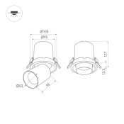 Встраиваемый светильник  10W Белый теплый 031365 LTD-PULL-R100-10W 3000K 24deg 220V IP20 поворотно-выдвижной  цилиндр белый