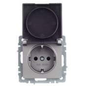Штепсельная розетка встраиваемая IEK BRITE 16А BR-R16-16-44-K46 РСбш10-3-44-БрС с з/к и шторками с крышкой сталь IP44