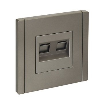 Розетка встраиваемая компьютерная IEK FORTE&PIANO двойная RJ45 кат.5E FP533 сталь FP-K20-1-K46
