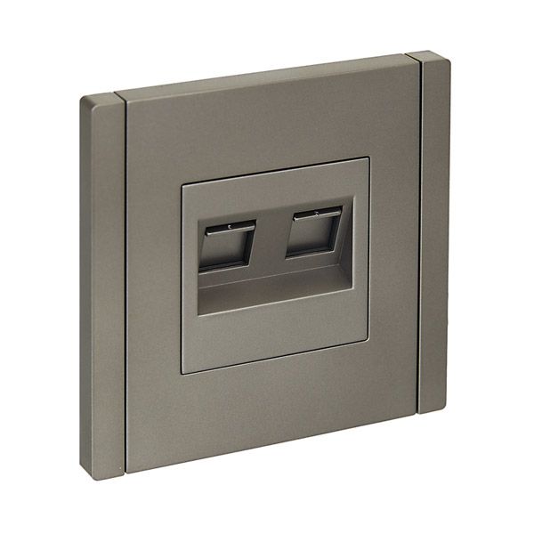 Розетка встраиваемая компьютерная IEK FORTE&PIANO двойная RJ45 кат.5E FP533 сталь FP-K20-1-K46