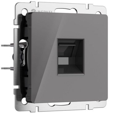 Розетка встраиваемая компьютерная  одиночная WERKEL Ethernet  RJ-45 W1181044 графит акрил