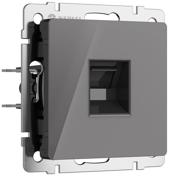 Розетка встраиваемая компьютерная  одиночная WERKEL Ethernet  RJ-45 W1181044 графит акрил