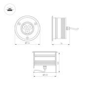 светильник   9W RGB 024961  ART-GROUND-COLOR-TURN-R115 24V IP67 круглый встраиваемый серебристый