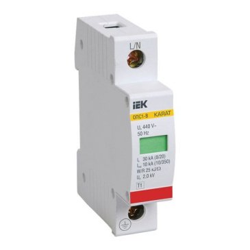Ограничитель импульсных перенапряжений ОПС1-B 1Р 30/60кА 400B MOP20-1-B IEK