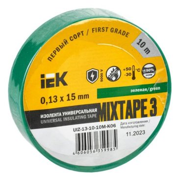 Изолента 15мм*10м зеленая MIXTAPE 3 UIZ-13-10-10M-K06 IEK