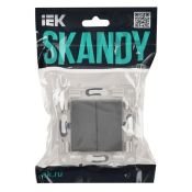 Выключатель встраиваемый двухклавишный IEK SKANDY SK-V20-0-10-K03 SK-V04Gr серый