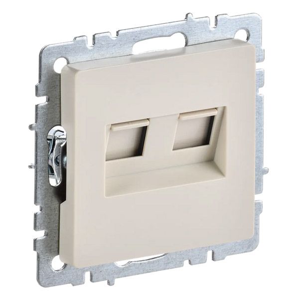 Розетка двойная RJ11+RJ45 кат.5E РК/Т12-БрКр бежевый BR-KT20-O-1-K10 BRITE IEK