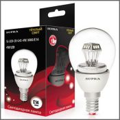 светодиодная лампа шар  G45 Белый дневной  4W Supra SL-LED-CR-G45-4W/4000/E14  4158 Уценка!!!