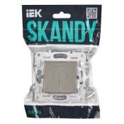 Выключатель встраиваемый двухклавишный проходной с подсветкой IEK SKANDY SK-V22-1-10-K37 SK-V10Sh шампань