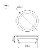 Круглый светильник   3W Белый теплый  020762 LTM-R60WH-Frost 3W  110deg  220V IP20 встраиваемый белый