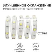 Светодиодная лента  Белый 5050 12V  7.2W/m 30Led/метр герм (силикон) 00-39 Стандарт IP65