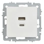 Розетка встраиваемая USB IEK BRITE A+C 45Вт BR-U22-045-K01 РЮ11-2-БрБ белый
