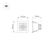 Встраиваемый светильник   9W Белый дневной 024122 CL-KARDAN-S102x102-9W 220V IP20 поворотный квадратный белый