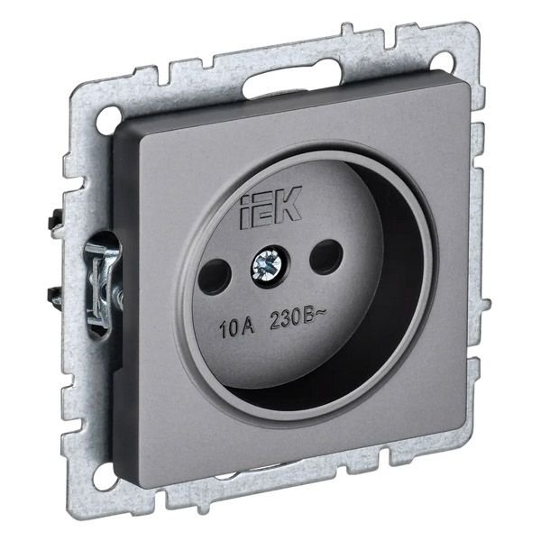 Штепсельная розетка встраиваемая IEK BRITE 10А BR-R13-10-K46 РСш10-2-БрС без з/к с з/ш сталь