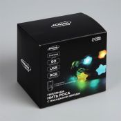 Умная гирлянда «Нить» RGB с насадками «Звёздочки» серебристая нить, управление с приложения, USB, 5.0 м., USB, 50Led, IP20