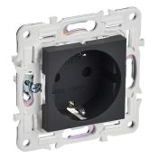 Штепсельная розетка встраиваемая IEK SKANDY 16А SK-R14-16-1-K53 SK-R06G с з/к и шторками безвинтовое крепление графит