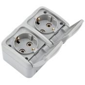 Блок горизонтальный 2 розетки Mini OG KR-78-0806 с/з серый IP54 KRANZ