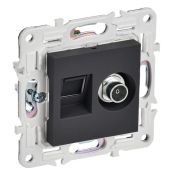 Розетка встраиваемая комбинированная IEK SKANDY SK-AK20-1-K53 SK-A14G TV+RJ45 кат.5E графит