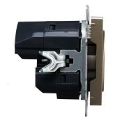 Штепсельная розетка встраиваемая IEK BRITE 16А BR-R14-16-U21-D31-K37 РЮш10-2-БрШ с з/к и шторками с USB A+A 3,1А шампань